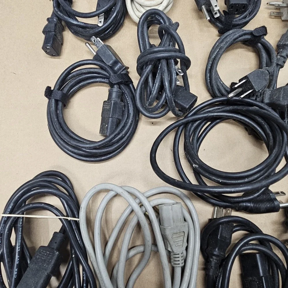 Bulk Lot of 13 AC Power Cords Cables 3-Prong IEC C13 Standard Replacement Mixed